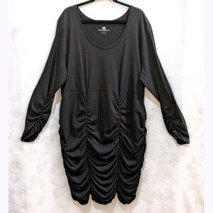 Ruched Bodycon Long Sleeve Dress 3X Stretch Cotton Scoop Neck Sexy Party NWOT